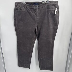 Talbots Pants Womens 24W Gray Straight Corduroy Slimming Panel Stretch Casual